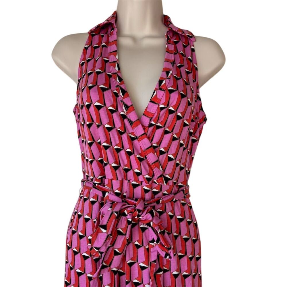 Diane Von Furstenberg Women's Pink Geometric Sleeveless Jumpsuit 2XS - Picture 3 of 5